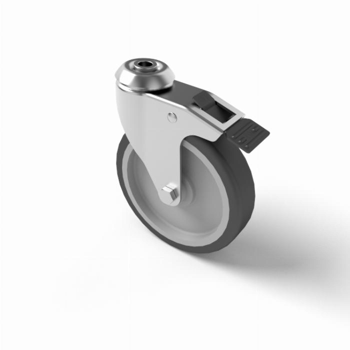 Roue articulées 100 trou de boulon unique, avec frein et avec capacité de charges 56 kg