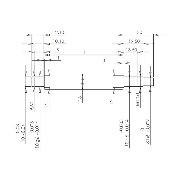 Trapezgewindespindel 16x4 R einbaufertig