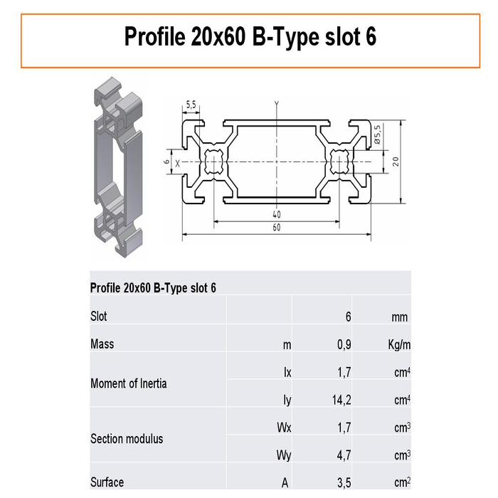 Aluminium profielen 20x60 groef 6
