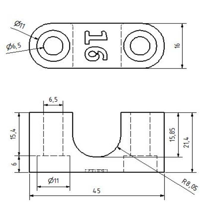 Support arbre - 3D Imprimé - arbre 16mm