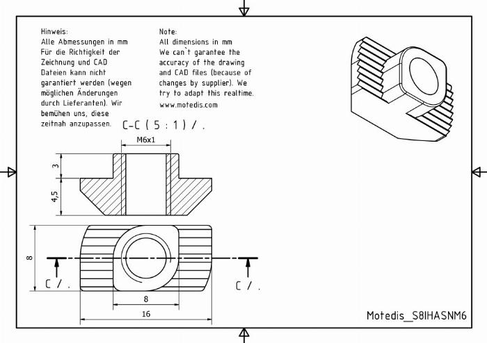 T-nut slot 8/M6 I-type
