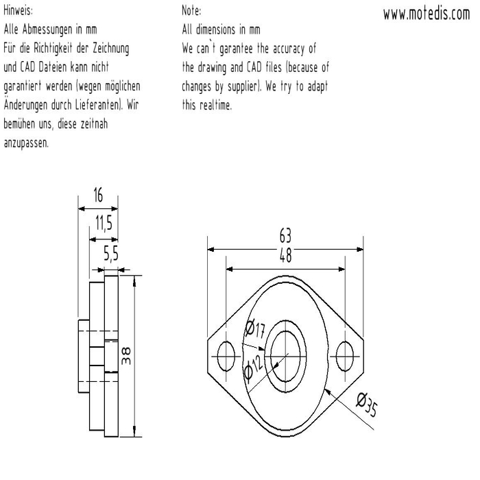 Flange KFL001 støbt zink