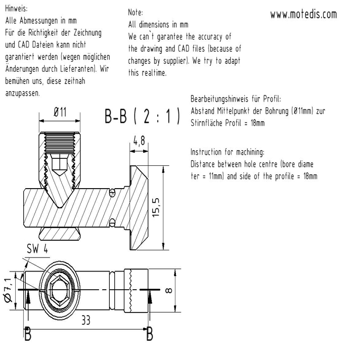 Schnellspannverbinder B-Typ Nut 8 - 90°