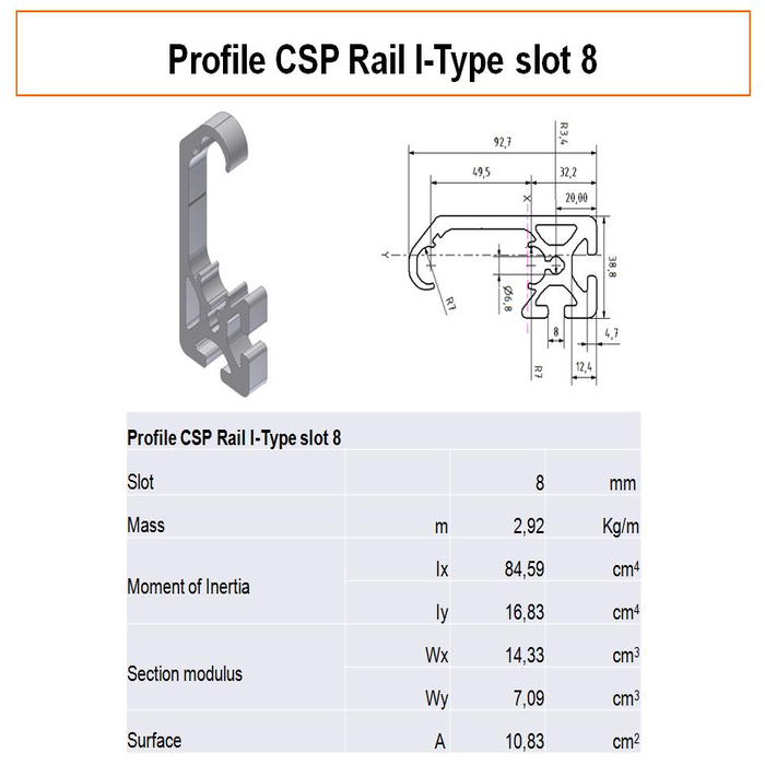 Profiel CSP Rail I-Type Slot 8