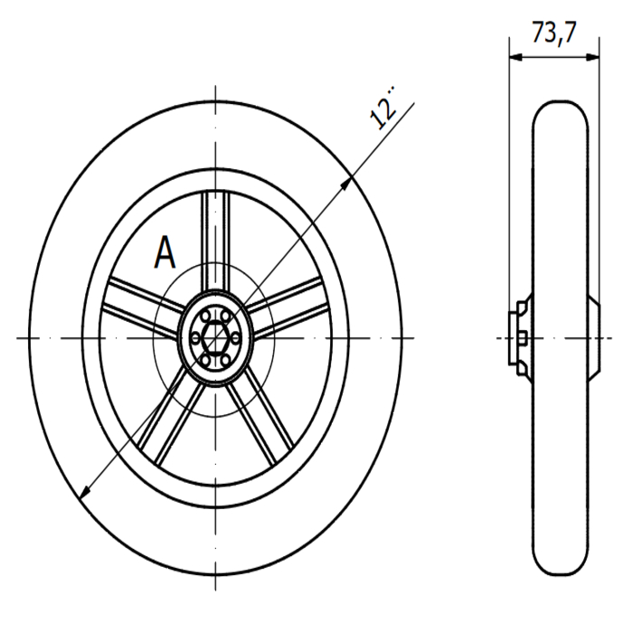 Roue de transport Roue pneumatique 304,8 mm avec jante PVC