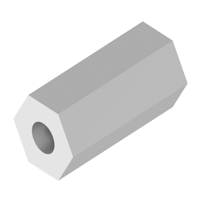 Hexagone en aluminium SW19 longueur 77mm avec trou Ø10,3
