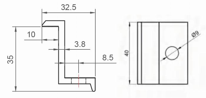 Aluminium-Endklemme mit 9 m Bohrung