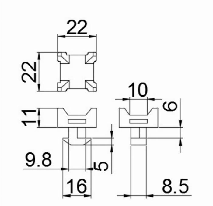 Kruis kabel houder B-Type sleuf 10